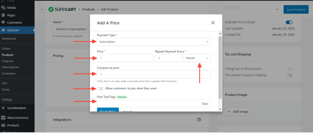 SureCart_add a price_details