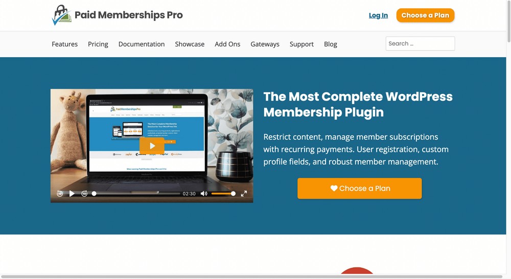 Paid Memberships Pro - landing page