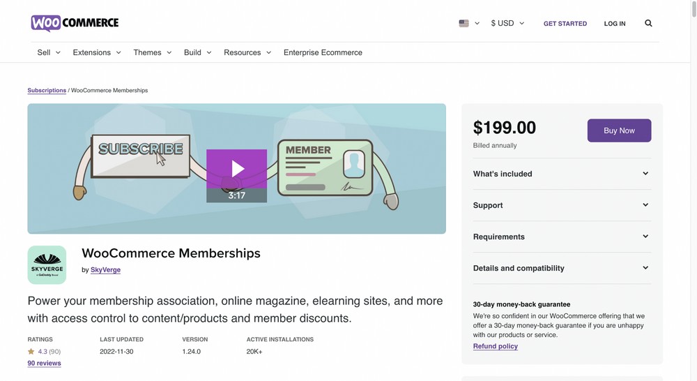 WooCommerce Memberships - landing page