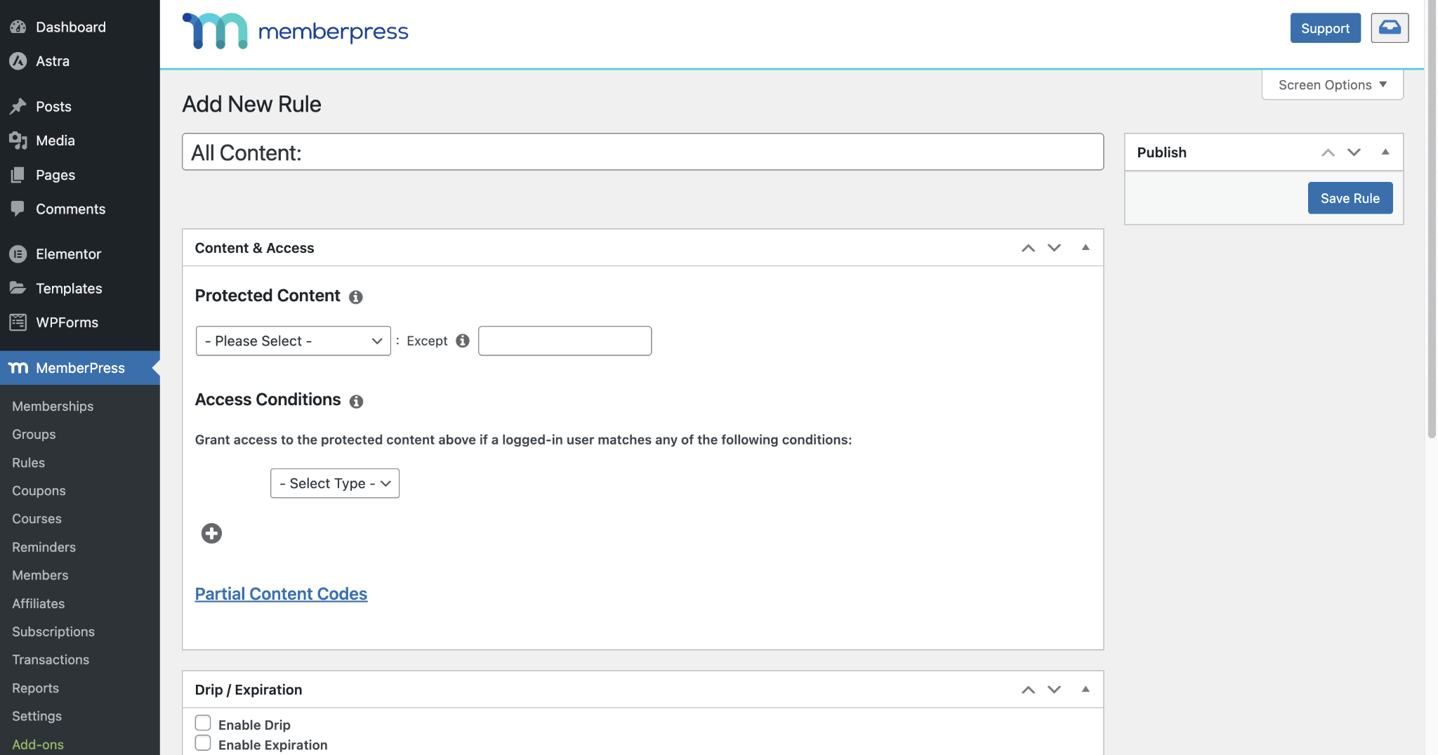 MemberPress access rules