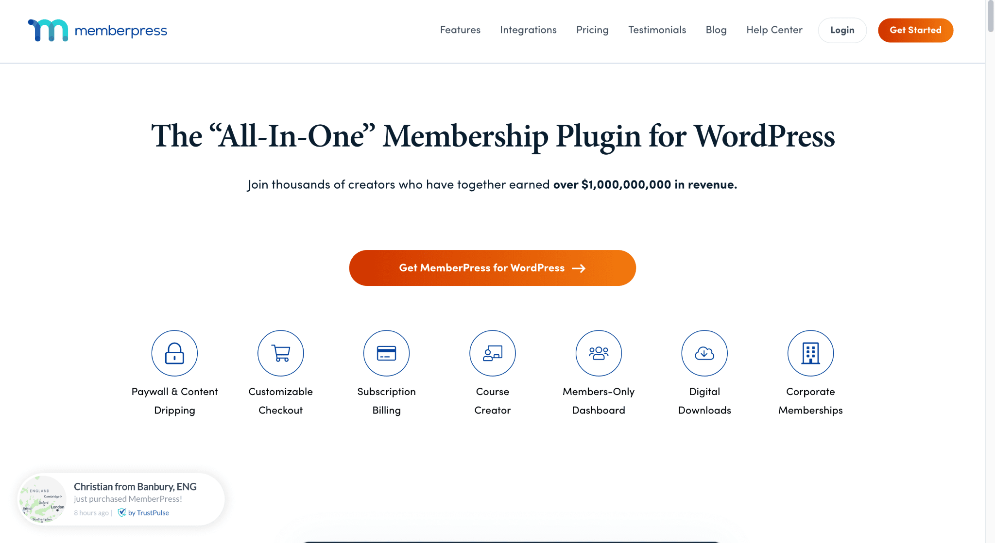 MemberPress landing page