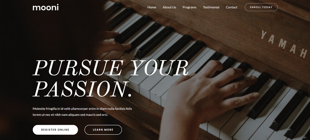 Piano Tutor website example