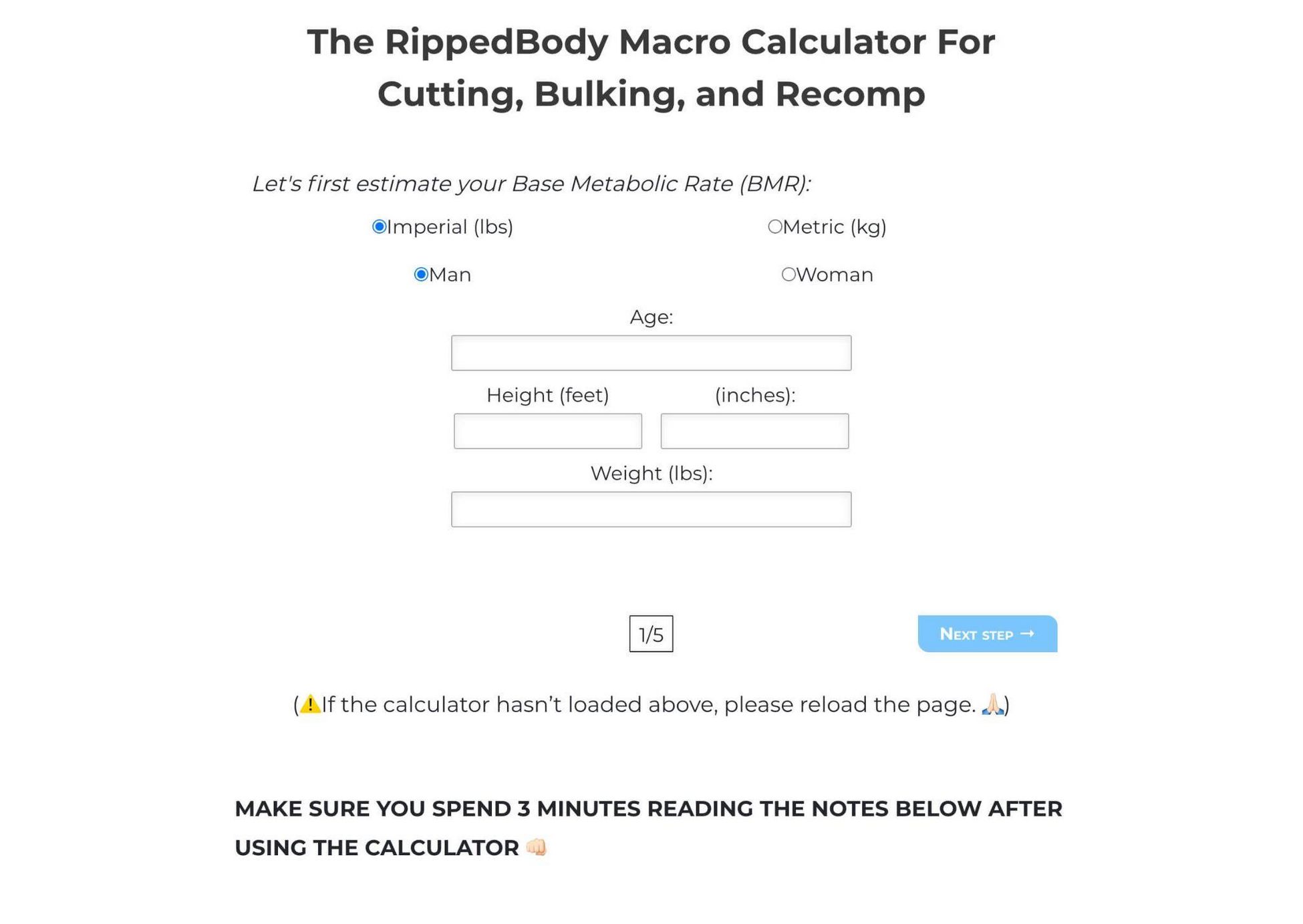 Macro Calculator example