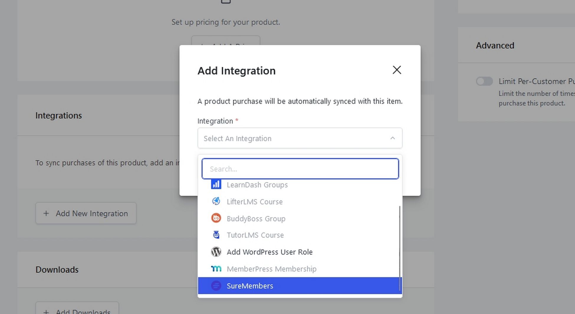 Add integration SureCart