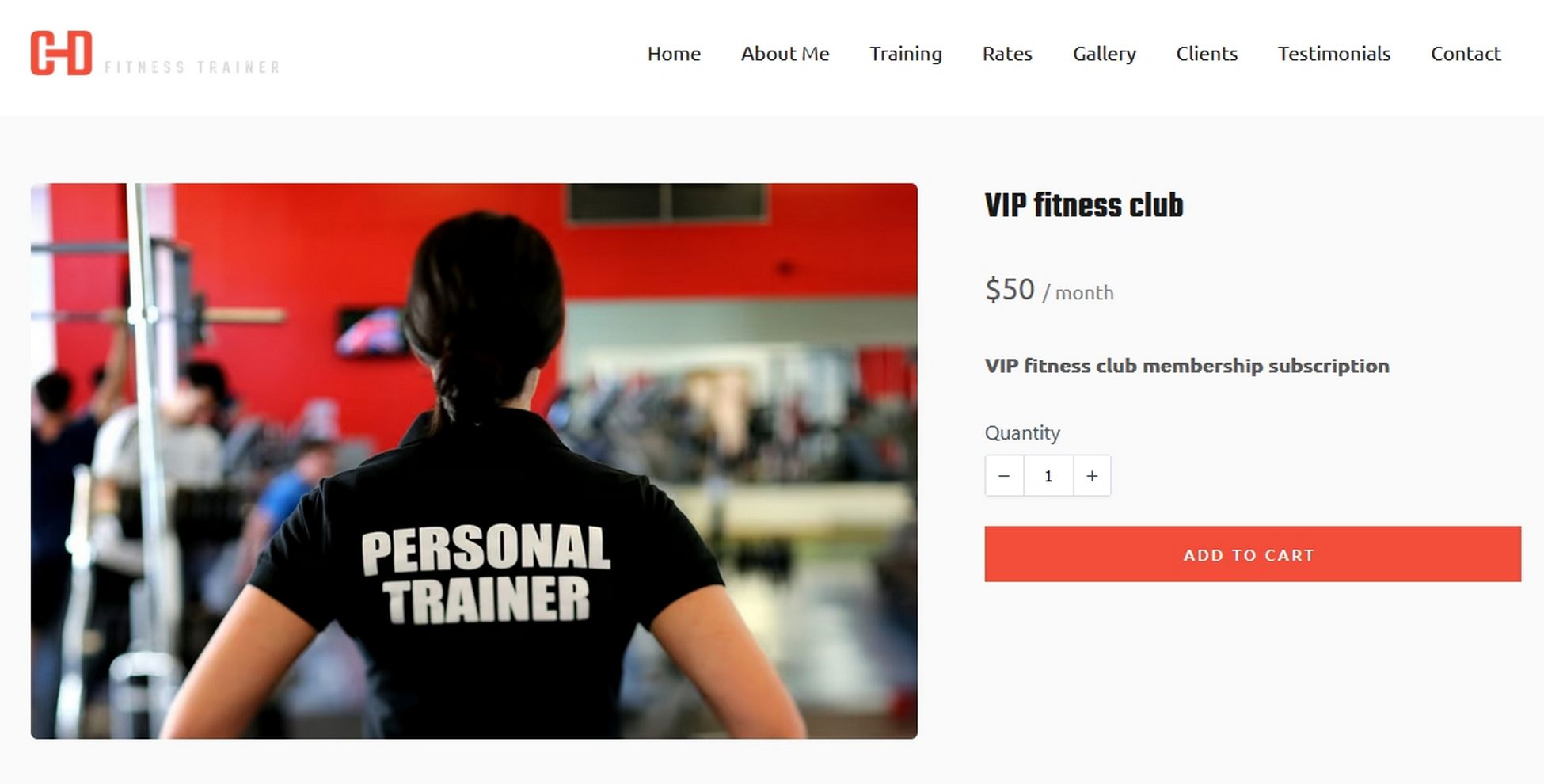 Fitness coaching checkout page