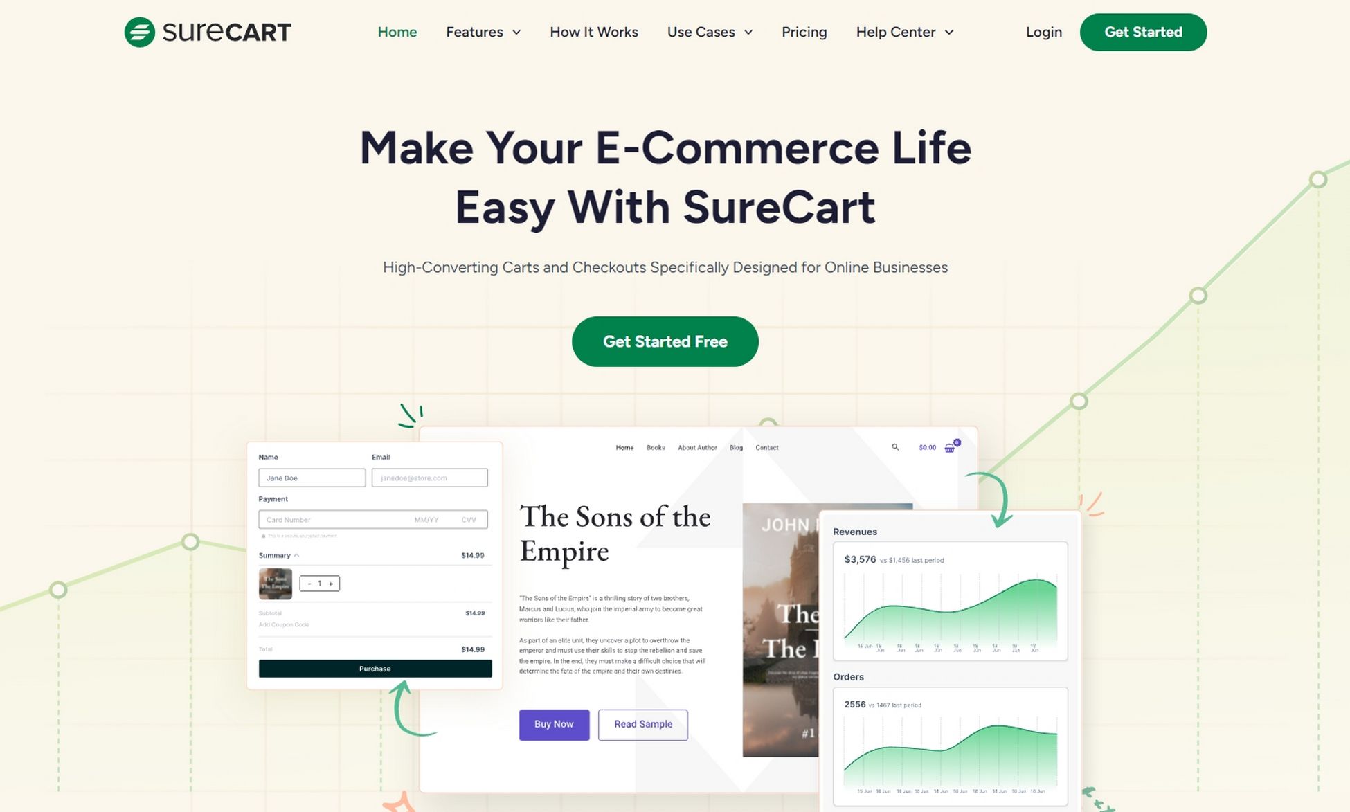 SureCart homepage
