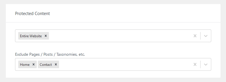 SureMembers Exclude Pages section