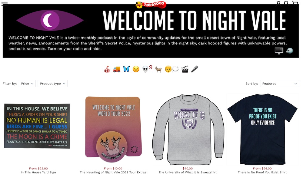 welcome to night vale store