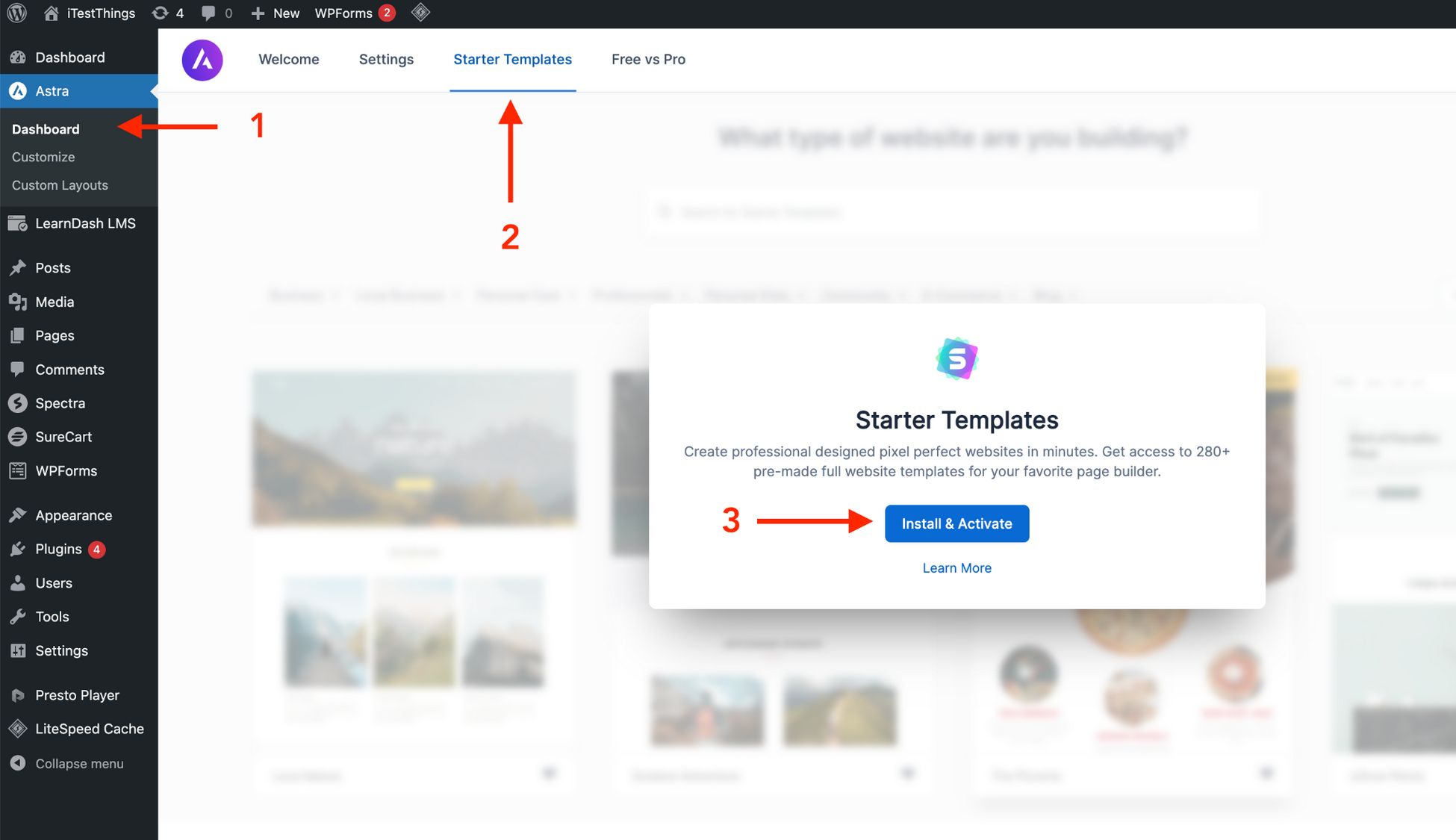 install starter templates plugin